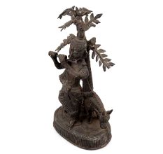 Handmade Blackened Brass Krishna Playing  His Divine Flute