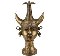 Handmade Golden Brass Tribal Head-Showpiece Dhokra Art Form