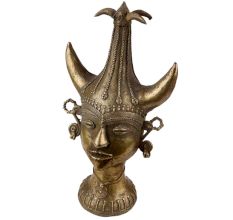 Handmade Golden Brass Tribal Head-Showpiece Dhokra Art Form