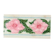 Handmade Multicolored Ceramic Tile With Pink Flowers
