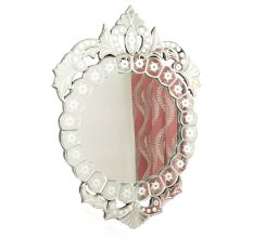 Handmade Silver Glass Round Decorative Frame Venetian Mirror