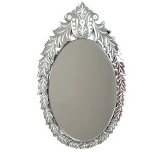 Handmade Silver Venetian Oval Venetian Mirror With Decorative Frame