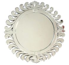 Handmade Silver Glass Venetian Round Sunburst Wall Mirror