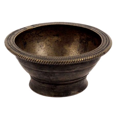 Handmade Dark Finish Brass Serving Bowl With Decorative Rim