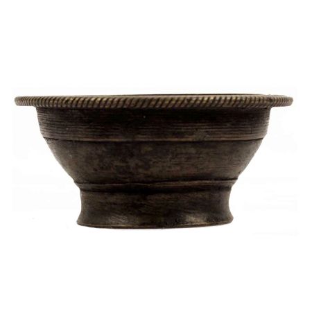 Handmade Dark Finish Brass Serving Bowl With Decorative Rim