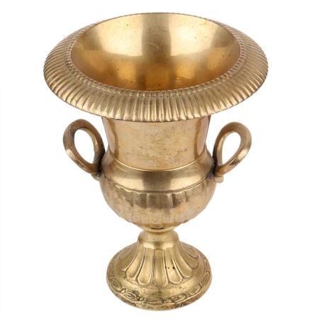 Handmade Golden Brass Urn Planter With Carved Design