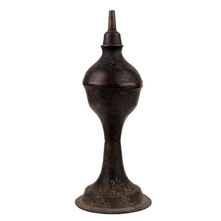 Handmade Patina Rich Brass Oil Lamp With Tapering Long Wick