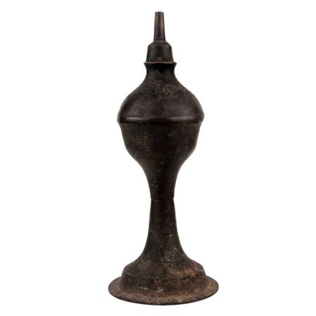 Handmade Patina Rich Brass Oil Lamp With Tapering Long Wick