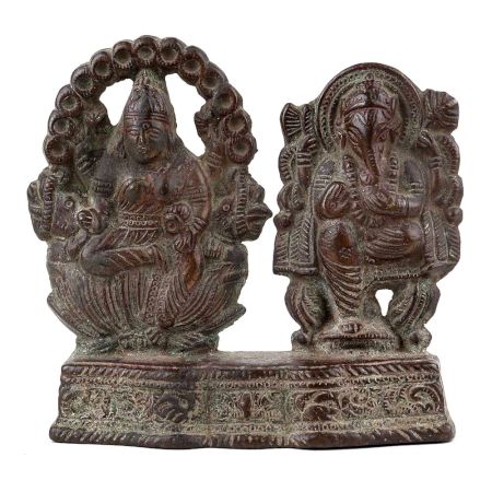 Handmade Antique Brass Lord Laxmi Ganesha Statue