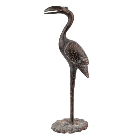 Handmade Rust Finish Brass Standing Bird Statue