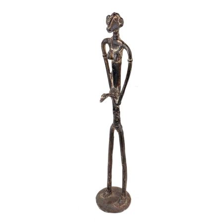 Handmade Black Brass Petite Women Tribal Statue