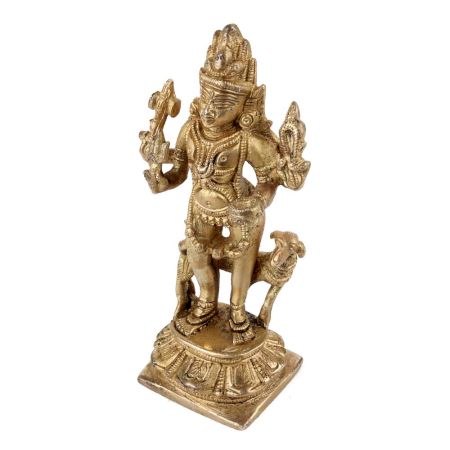 Handmade Yellow Brass Lord Bhairava Statue or Idol