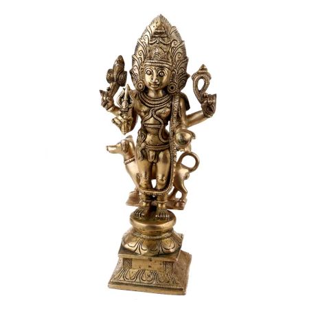 Handmade Golden Sheen Brass Kaal Bhairava Statue