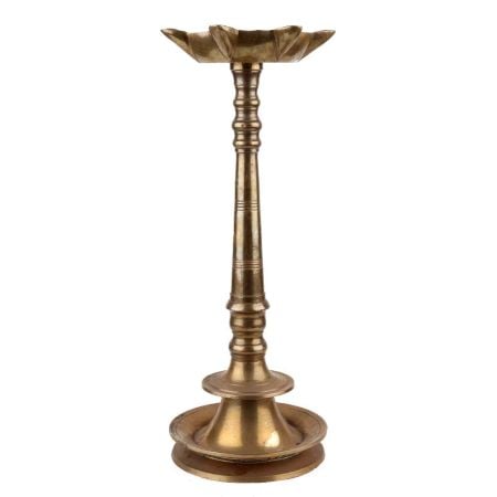 Handmade Rustic Brass Nilavilakku Oil Lamp For Diwali And Pooja