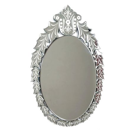 Handmade Silver Venetian Oval Venetian Mirror With Decorative Frame