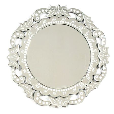 Handmade Silver Glass Venetian Round Mirror