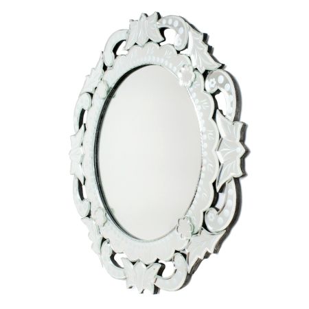 Handmade Silver Glass Venetian Round Mirror