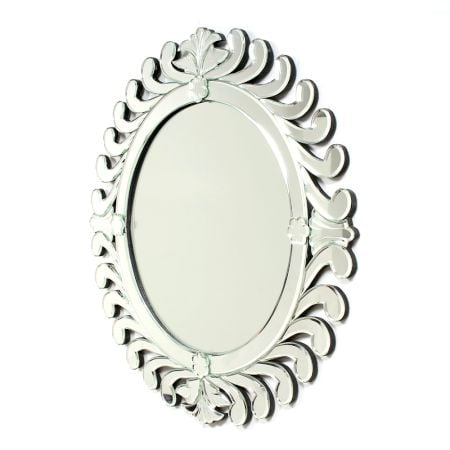 Handmade Silver Glass Venetian Round Sunburst Wall Mirror