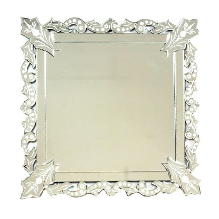 Handmade Silver Glass Square Venetian Design Wall Mirror