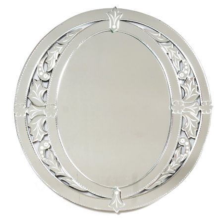 Handmade Silver Glass Oval Venetian Mirror