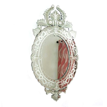 Handmade Silver Glass Oval Designer Venetian Mirror