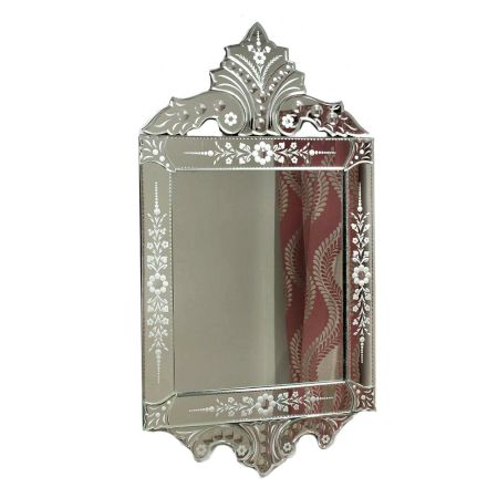 Handmade Silver Glass Rectangular Venetian Style Mirror