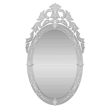 Handmade Silver Glass Oval Decorative Venetian Mirror