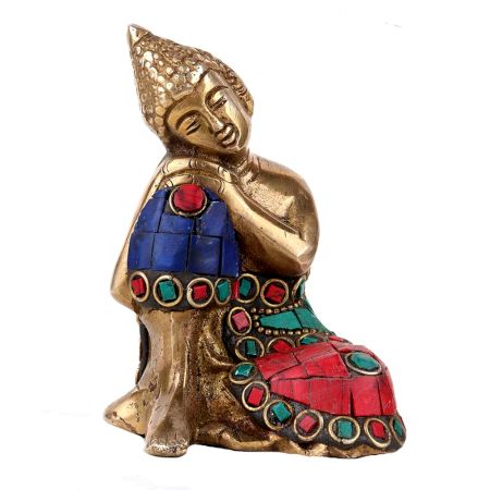 Handmade Multicolored Brass Gautam Buddha Statue