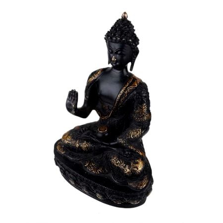 Handmade Black Brass Buddha Medicine Statue And Blessing  Pose