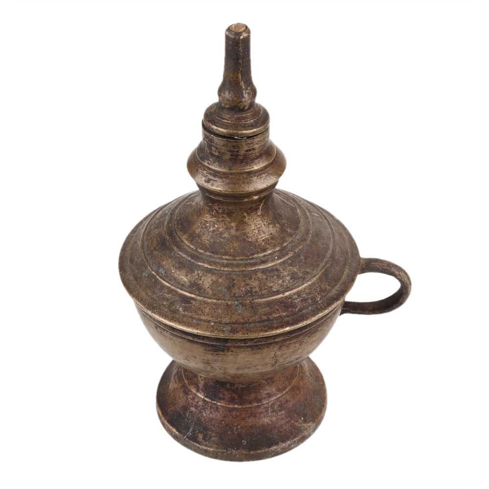 Gift and Home Decor Puja Vaiba Antique Peacock Brass Diya Oil Lamp Table 6.5 inches Height for Lighting 