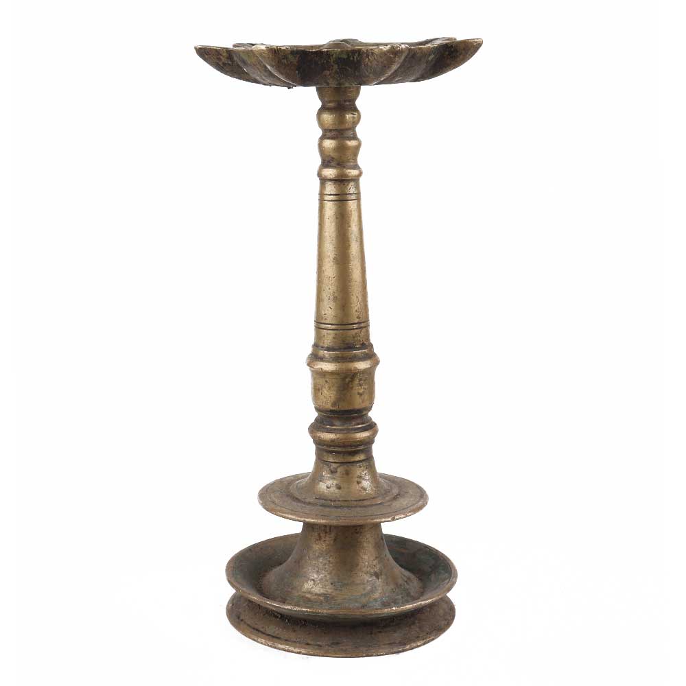 Handmade Blackened Brass Oil Lamp SamaiFrom South India