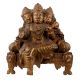 Handmade Brown Brass Three Face Lord Hanuman Statue Seated On Throne