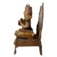 Handmade Brown Brass Three Face Lord Hanuman Statue Seated On Throne