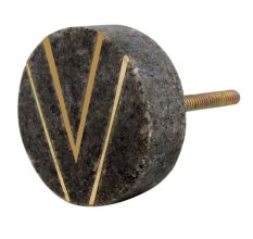 Round Grey Stone Gold V Shape Cabinet Knobs