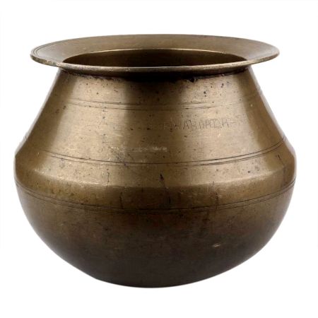 Handmade Antique Gold Brass Punjabi Handi Pot