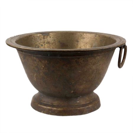 Handmade Brown Brass Bowl With Single Ring For hanging