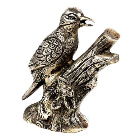 Handmade Silver Brass Bird Model Figurine Statue