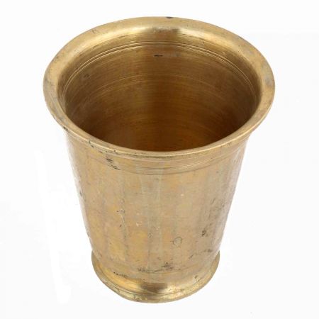 Handmade Golden Brass Beaker Glass With A Round Base