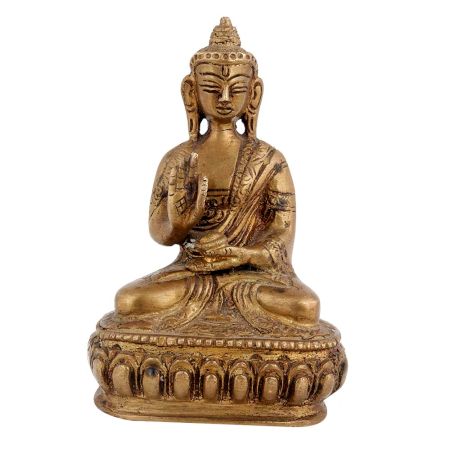 Handmade Brown Gold Brass Lord Buddha Statue