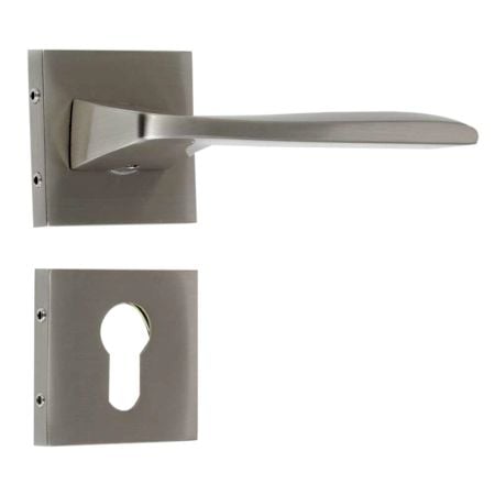 Handmade Silver Matt Finish Brass Mortise Door Lock Handle Set