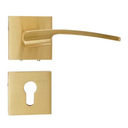 Handmade Polished Brass Mortise Door Handle Set