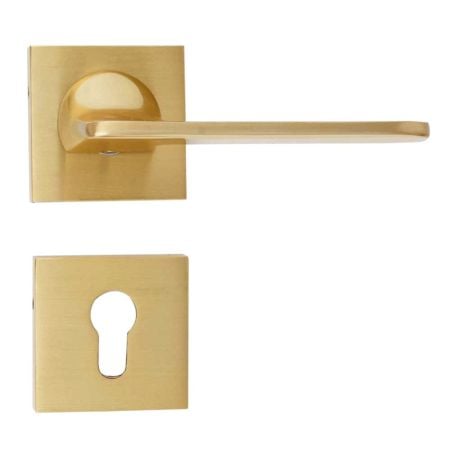 Handmade Satin Brass Modern Mortise Door Handle Set