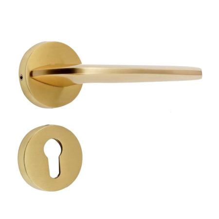 Handmade Golden Brass New Model Door Handle Lock Set