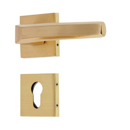Handmade Satin Gold Finish Mortise Door Lock Handle Set