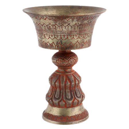 Handmade Antique Brass Pedestal Vase With Engraved Design