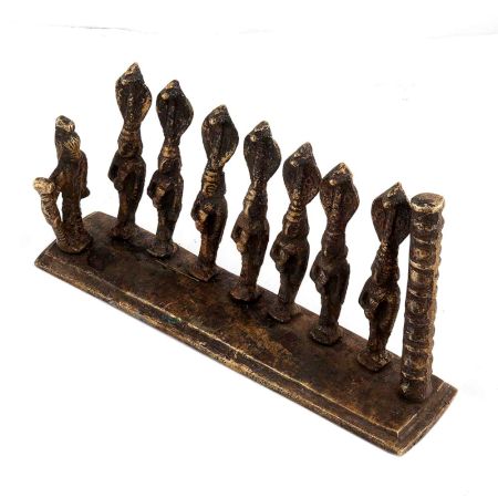 Handmade Black Brass 7 goddess Statues On Platform Home Decoration
