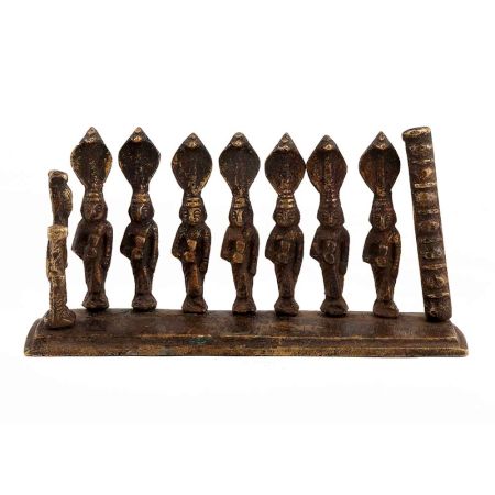 Handmade Black Brass 7 goddess Statues On Platform Home Decoration