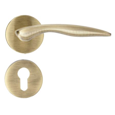 Handmade Antique brass Wave Mortise Door Lock Handle Set