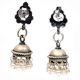Handmade Oxidized Silver Jhumki Earrings Grape Cluster Stud and Hanging Beads