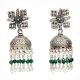 Handmade Oxidized Silver Jhumkis Earring With White Pearl Long Tassel